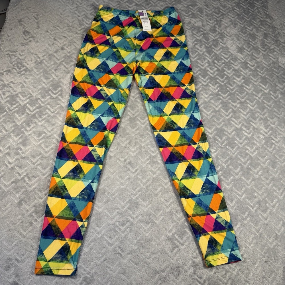 Agnes & Dora Womens Multicolor Bold Geometric Triangle‎ Print Leggings Size S/M